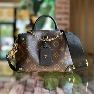 LOUIS VUITTON Petite Malle Souple Black Monogram Canvas Top Handle Bag